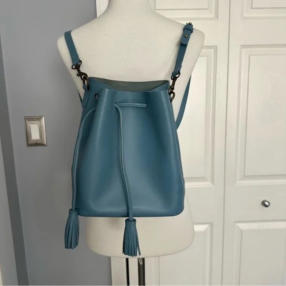 Vere Verto Light Blue Leather Bucket Bag - Picture 12 of 12